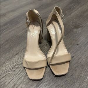 Strappy Nude Block Heel Sandals for Women